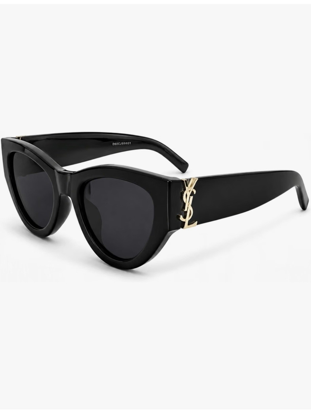 Yves Saint Laurent Black Cat-Eye Sunglasses with Gold Logo Accent